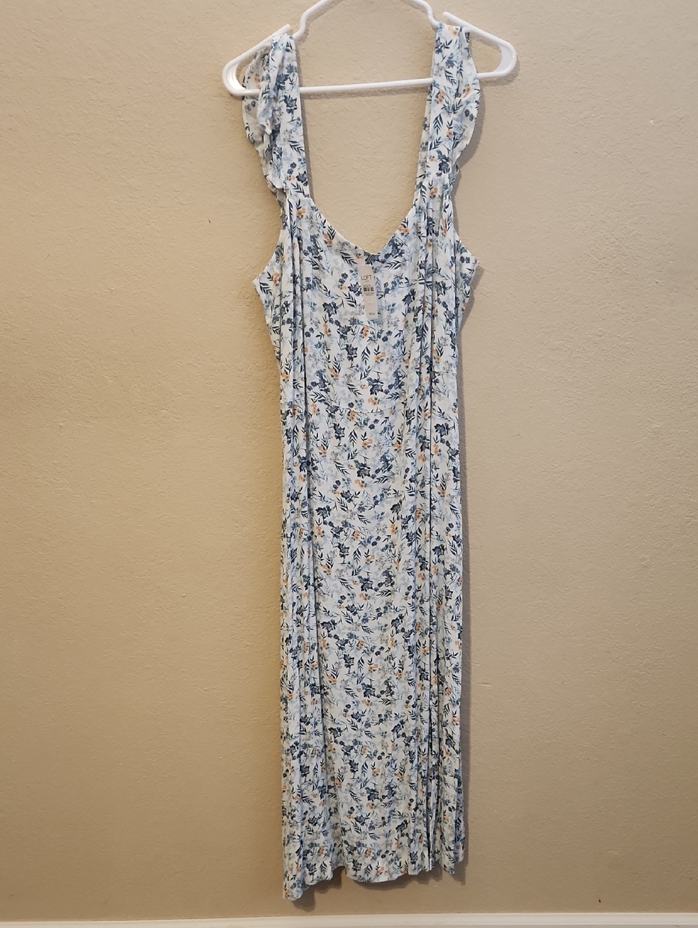 Loft Women’s Floral Dress in White and Blue